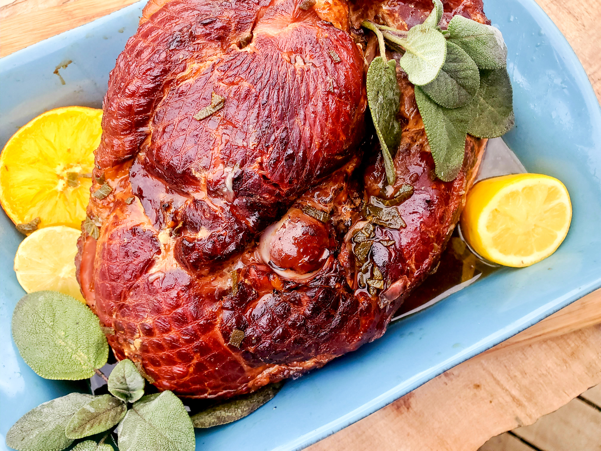 Sweet tea balances the saltiness of the ham and sage adds a nice citrus note.