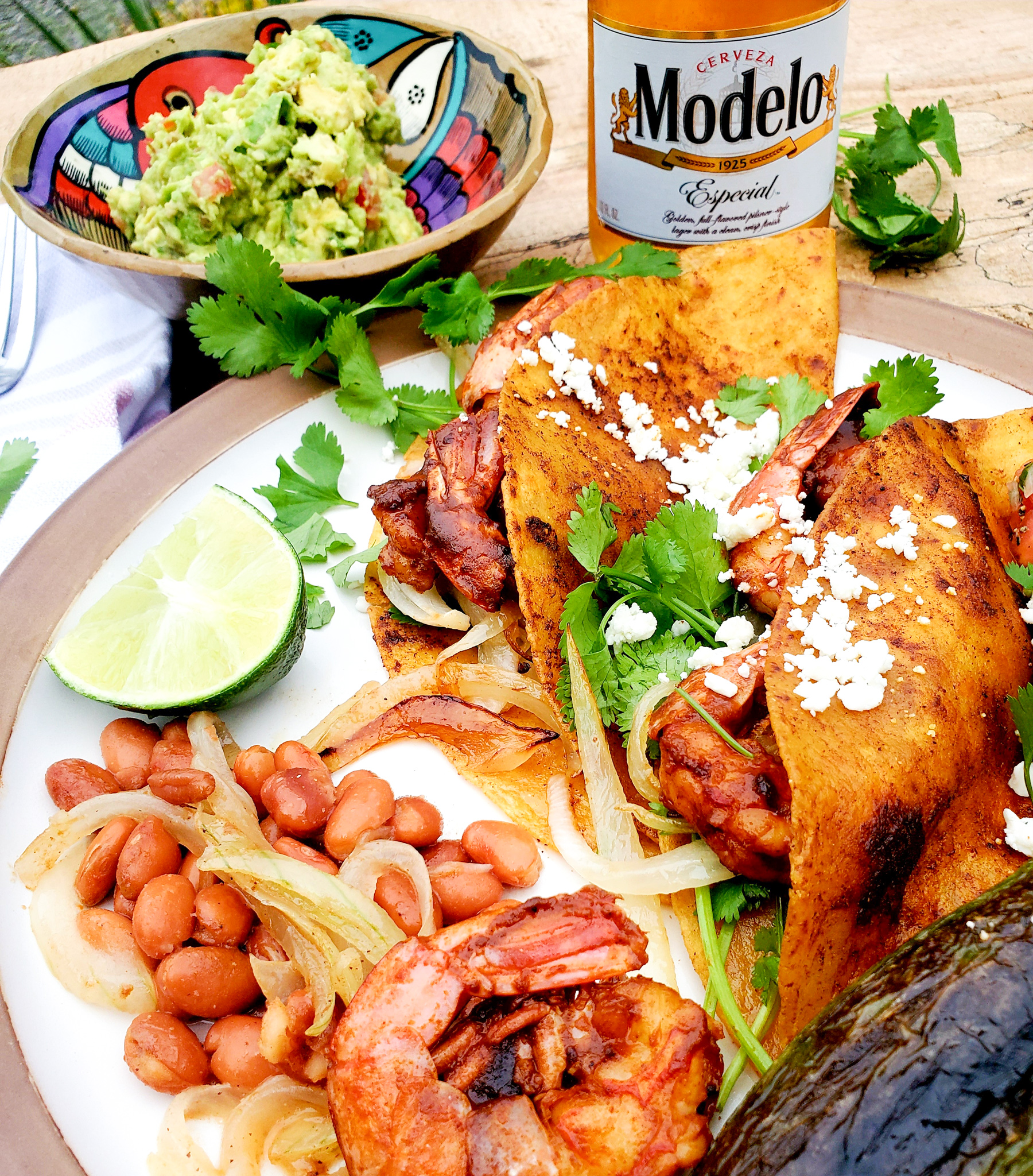 Earthy spice coated Shrimp Adobo Tacos