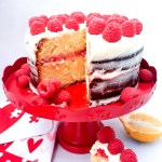Fresh Raspberry Lemonade Pound Cake, raspberry and lemon cream between buttery lemon pound cake with lemon cream frosting fresh raspberries.