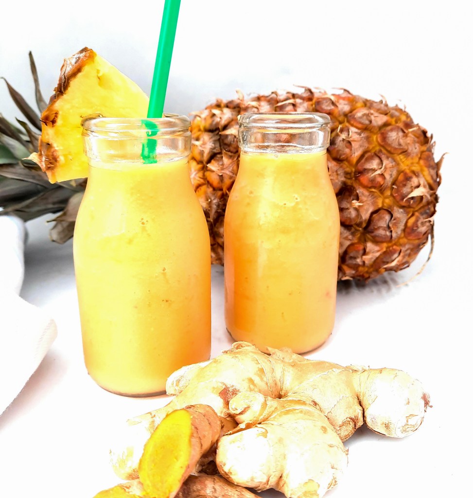 Tropical Tumeric Ginger Smoothie combines anti-inflammatory curcumin compounds with pineapple and guava to make a delicious drinkable breakfast to start your day the healthy way.