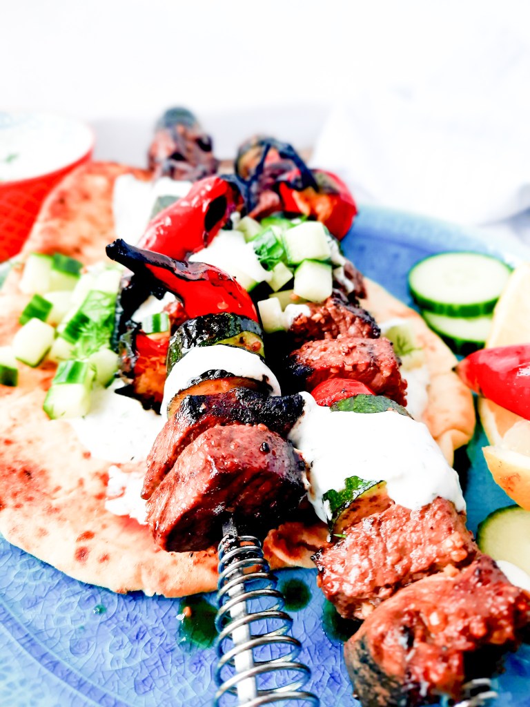 Greek Beef Kabobs with Tzatziki