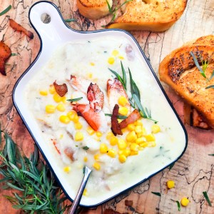 Rich and creamy, Dungeness Crab & Corn Chowder is a Pacific Northwest favorite with lump crab meat, sweet corn, creamy red potatoes and fresh tarragon.