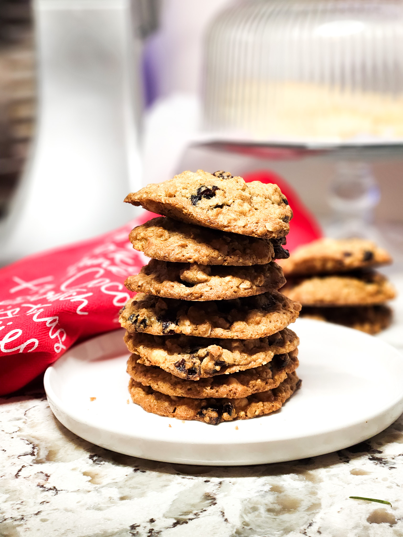 Cranberry White Chocolate Oatmeal Cookies are soft and chewy with dried cranberries, white chocolate chips and oatmeal.