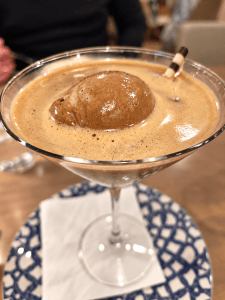 Kahlúa Chocolate Affogato Martini with Mexican chocolate ice cream served at Salt & Iron restaurant in Edmonds, WA.