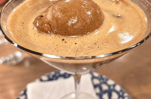 Kahlúa Chocolate Affogato Martini with Mexican chocolate ice cream served at Salt & Iron restaurant in Edmonds, WA.