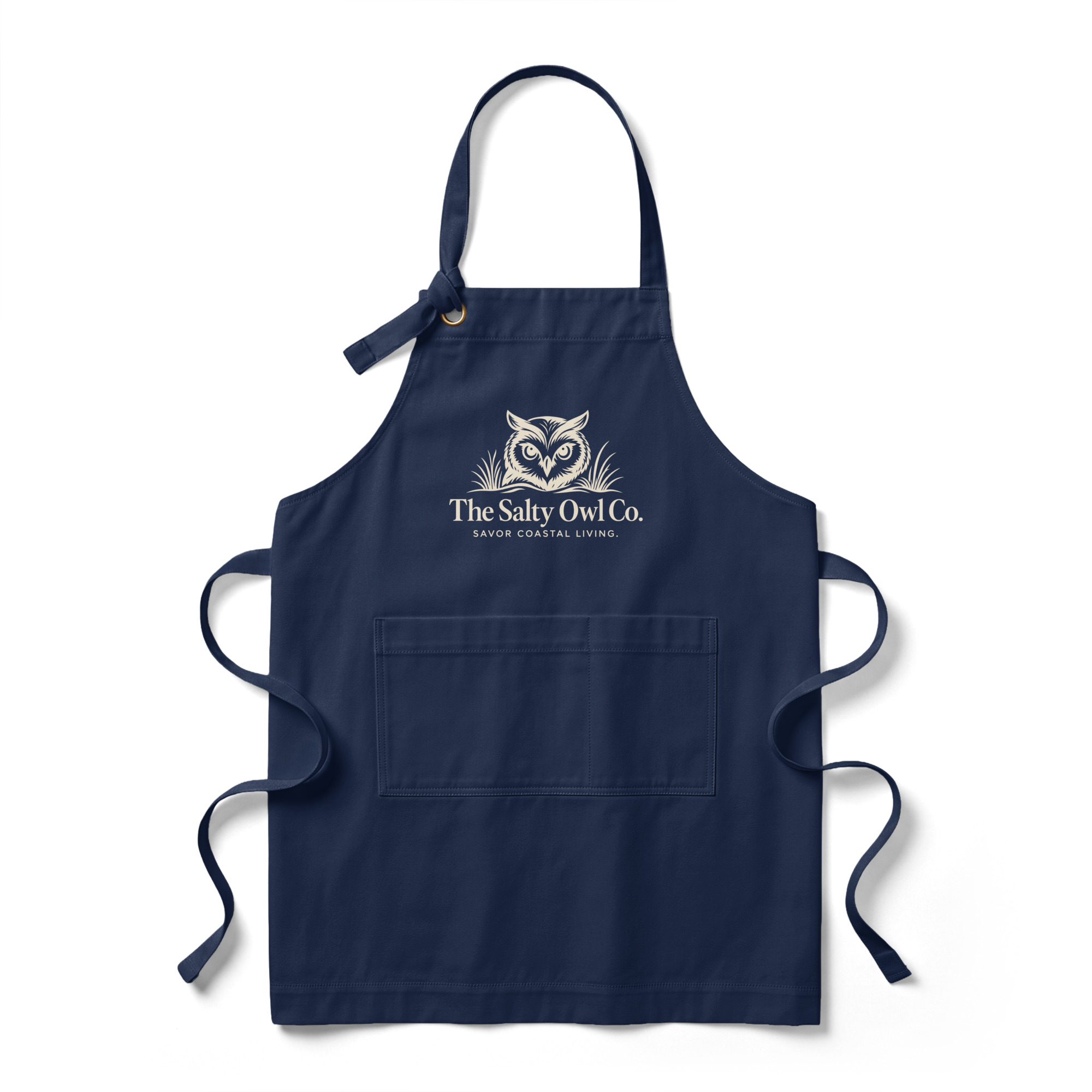 The Salty Owl Co. Signature Heavy Twill Bib Apron | Navy & Cream